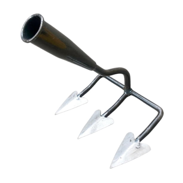 Azadón para Deshierbar con Cabeza de Acero Resistente Herramienta Manual para Jardín con Diseño Triangular y Conexión Estándar Adecuada para Huertos Parterres y Plantaciones. 3 dientes