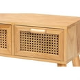thumbnail image 5 of Baxton Studio Table Console en Bois Finition Chêne Brun à 2 Tiroirs avec Rotin, 5 of 5
