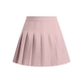 thumbnail image 6 of Girls High Waist Pleated Skirt, Elastic Waist A Line Solid Color School Uniform Tennis Skater Skirt, Purple, 9-10 Years, 6 of 6