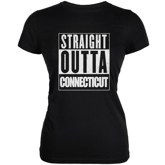 Straight Outta Connecticut Black Juniors Soft T-Shirt - Small