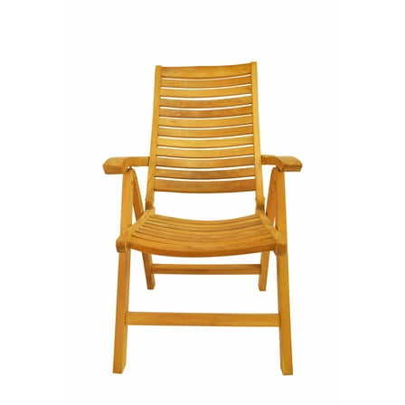 Medieval Recliner - 5 Position Highback Outdoor Chair, Teak Wood Frame, Water Repellent Cushions, Adjustable Patio Furniture