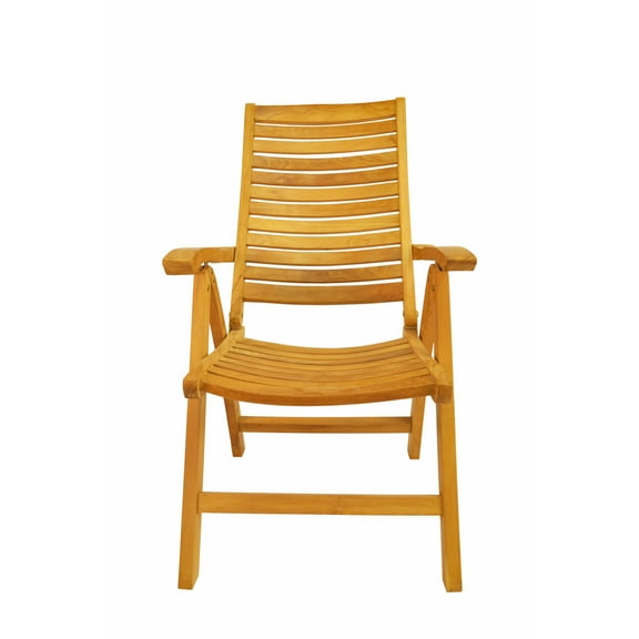 Medieval Recliner - 5 Position Highback Outdoor Chair, Teak Wood Frame, Water Repellent Cushions, Adjustable Patio Furniture