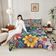 thumbnail image 4 of Manfei Traditional Floral Flower Full Size Comforter Sets 3-Piece for Female Men,Vintage Aesthetics Bedding Comforter Set,Exotic Style Lightweight Bedding Sets,Luxury Bedroom Decor,Reversible, 4 of 8