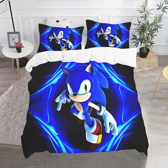 Sonic Bedding Set - Anime Sonic Bedding Set - Duvet Cover Set, 3D Print, For Teens, Sonic Cartoon