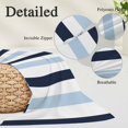 thumbnail image 6 of Navy Blue Aqua Striped Standard Size Pillow Cover, Pillowcase Protectors with Zipper, Breathable Decorative Throw Pillow Case Cover, Farmhouse Stripe Art Pillow Shams for Couch Sofa 20x26Inch, 6 of 8
