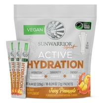 Sunwarrior Active Hydration Electrolyte Powder, Juicy Pineapple, 4.44 oz (18 Stick Packs)