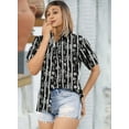 thumbnail image 3 of HAPPY BAY Women's Floral Beach Hawaiian Blouse Shirt T-Shirt Blouses Short Sleeve Button Up Dress Tee Shirts Tops for Women S Tropical, Black, 3 of 5