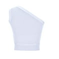 thumbnail image 4 of Wycnly Tank Top for Women Plain Summer Slash Neck Sleeveless T Shirts Ladies Solid One Shoulder Knitted Ribbed Cropped Tops Vest White l Clearance Under $5, 4 of 6