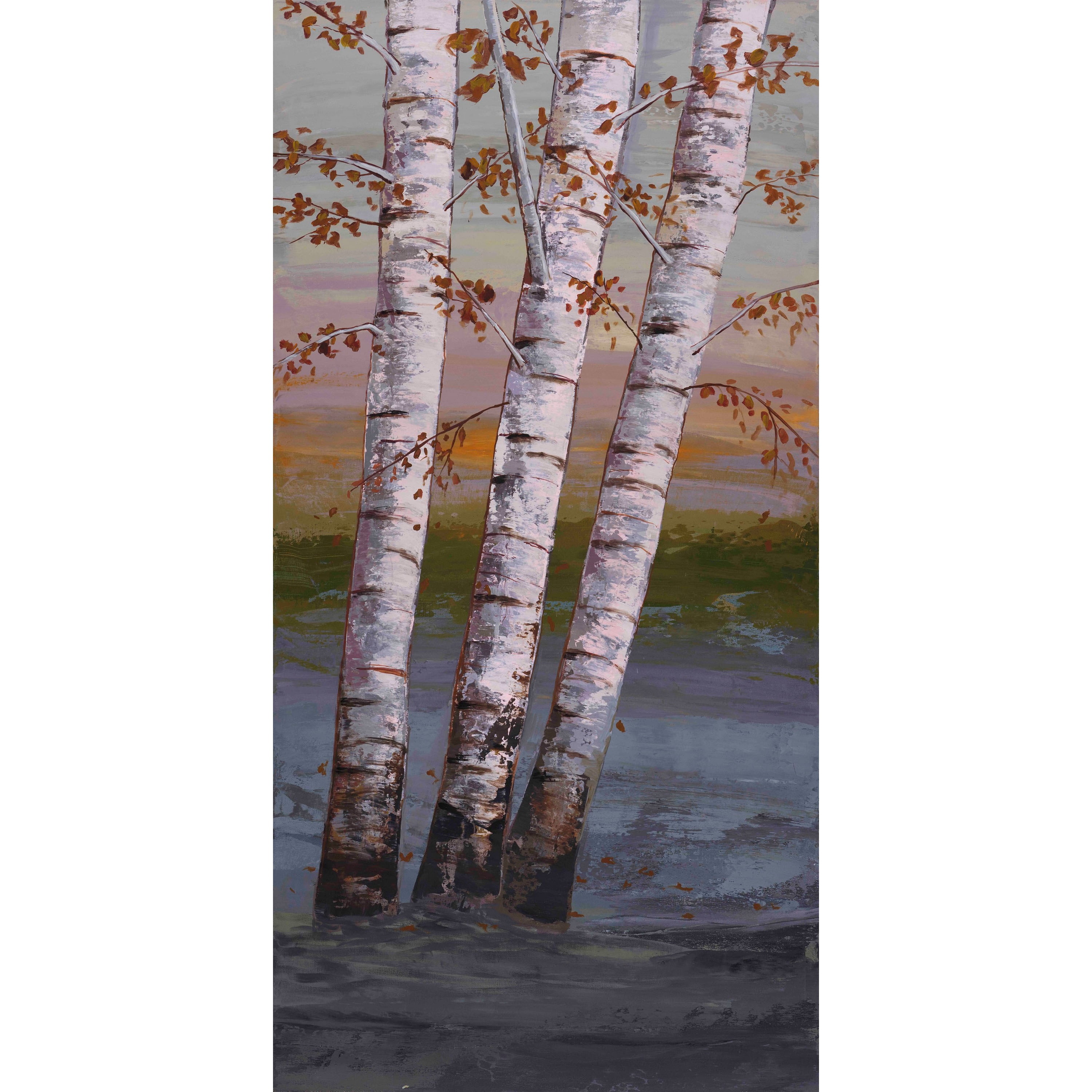 MARMONT HILL  - Birch at Breaking Light II by Michael Woodward Painting Print on Canvas - Multi-Color 18 x 36