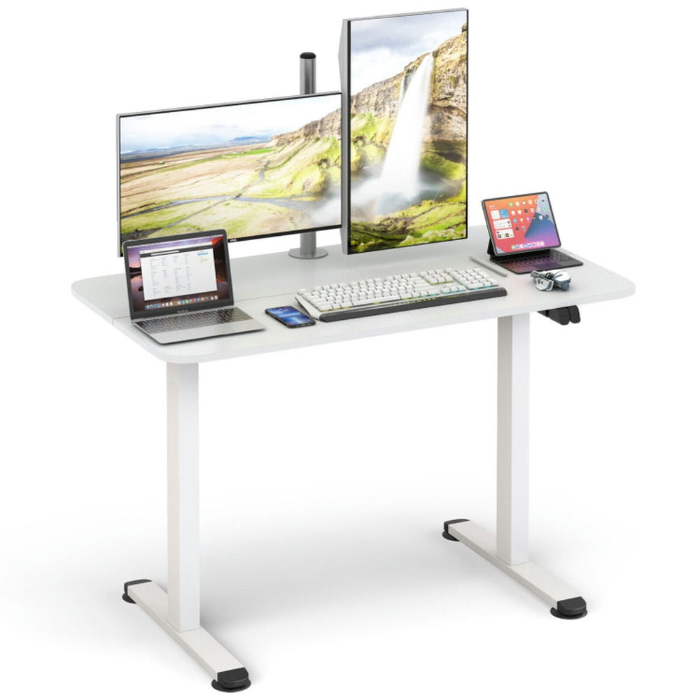 GVN Electric Standing Desk Adjustable Stand up Computer Desk Anti-collision-White, Desk for Bedroom, Gaming Computer Desks for Study,Working,Writing GVN Electric Standing Desk Adjustable Stand up Computer Desk Anti-collision-White, Desk for Bedroom, Gaming Computer Desks for Study,Working,Writing