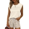 thumbnail image 4 of Two Piece Sets for Women Trendy Short Sets Beach Vacation Clothes Airport Travel Cruise Summer Outfits Beige L, 4 of 6