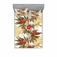 thumbnail image 2 of Ambesonne Vintage Fitted Sheet & Pillow Sham Set, Exotic Climbing Ivy, Twin, Brown Sand Brown Red, 2 of 3