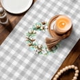 thumbnail image 3 of Rustic Home Table Runner - 70 Inch Long Eucalyptus Leaves Farmhouse Wreath Plaid Cotton and Linen Blended Dress Scarves Farmhouse Table Runner for Kitchen Dining, Coffee Table, 13" x 70", 3 of 8
