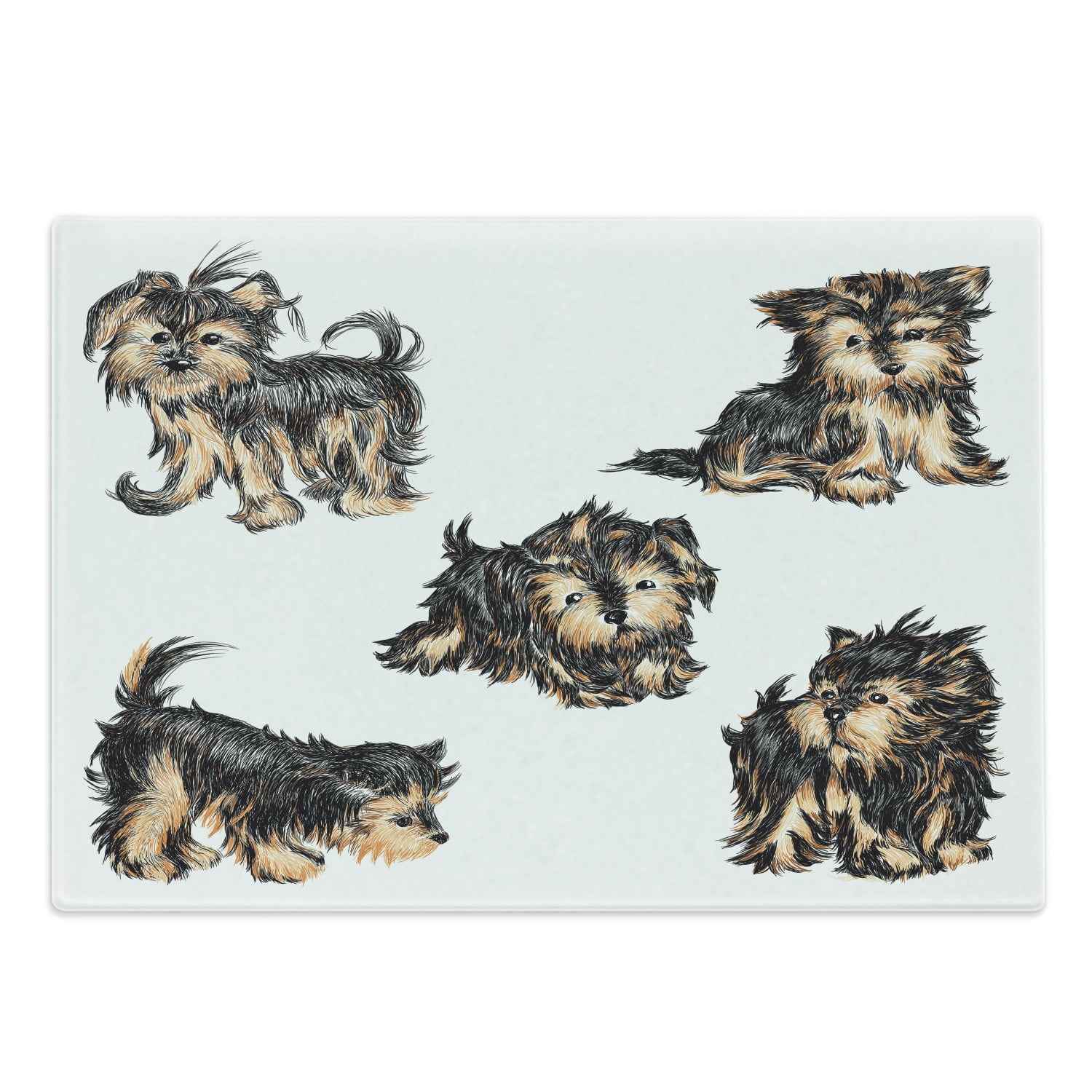 Yorkie Cutting Board, Hand Drawn Yorkies Realistic Yorkshire Terrier