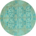 thumbnail image 1 of Ahgly Company Indoor Round Oriental Light Blue Traditional Area Rugs, 6' Round, 1 of 4