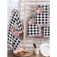 thumbnail image 2 of Easter Bunny Roses Kitchen Dish Towels for Drying Dishes Set of 3, Pink Floral Spring Black Buffalo Plaid Waffle Weave Microfiber Hand Tea Bathroom Towels Quick Dry & Absorbent Towel 15.7x23.6, 2 of 7