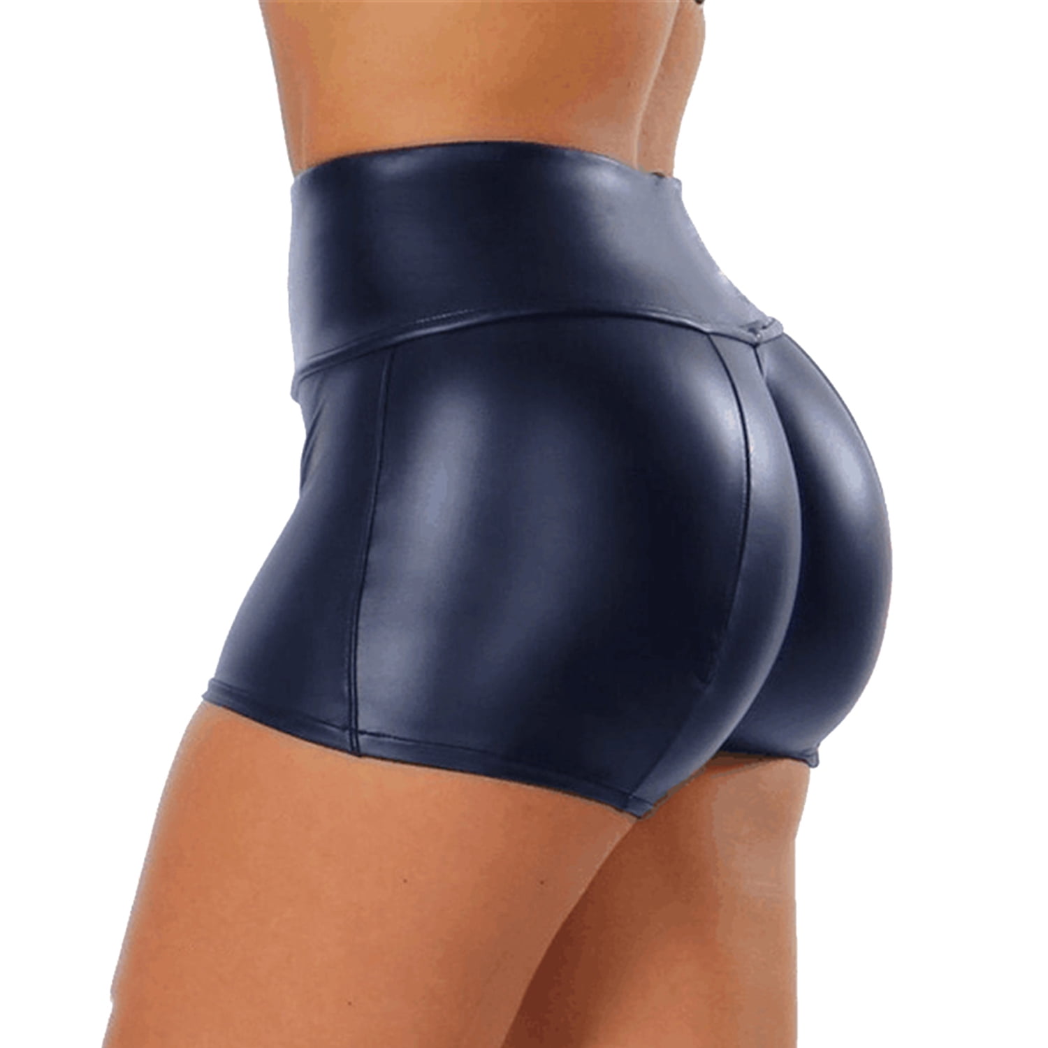 Leather Shorts with Pocket for Women Yoga Hot Pants Side Slit Shiny Black  Club Faux Leather Booty Shorts Elastic Drawstring Casual Summer Running  Shorts Rose Red L at  Women's Clothing store