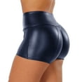 thumbnail image 4 of UHYARE Women's Flexible Club Faux Leather Shorts High Waisted Sexy Disco Short Hot Pants(Blue,XL), 4 of 4