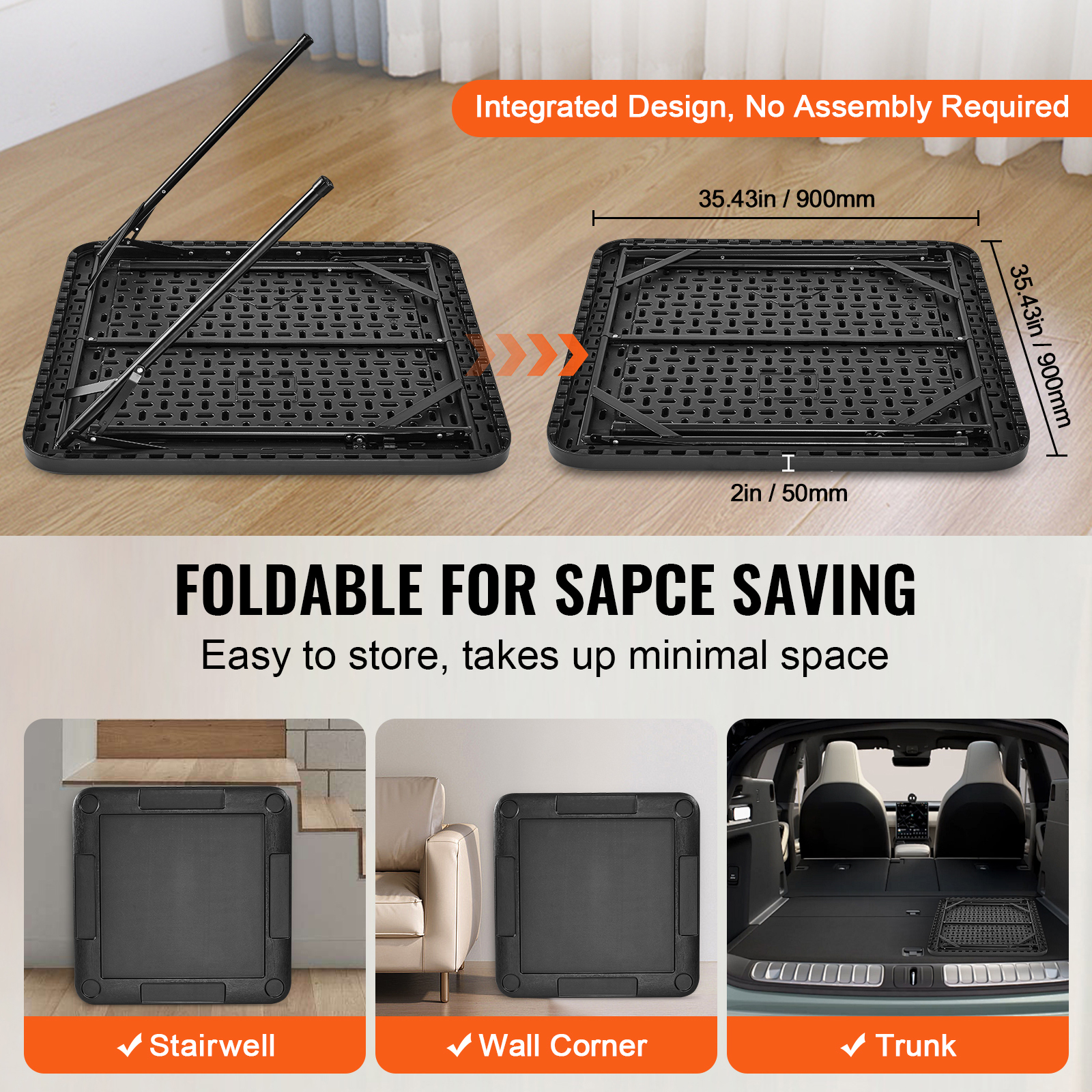 KFFKFF 35.4" Foldable Square Game Table with Cup Holders photo 8