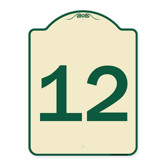 SignMission Designer Series Sign - Sign with Number '12 | Tan & Green 18" x 24" Heavy-Gauge Aluminum Architectural Sign | Protect Your Business & Municipality | Made in the USA