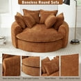 thumbnail image 5 of Oversized Chaise Lounge Chair Indoor, 60" Round Chenille Deep Seat Cloud Couch with Dual-Layer Cushion, Sleeper Boneless Couch Accent Chair for Living Room, Orange, 5 of 9