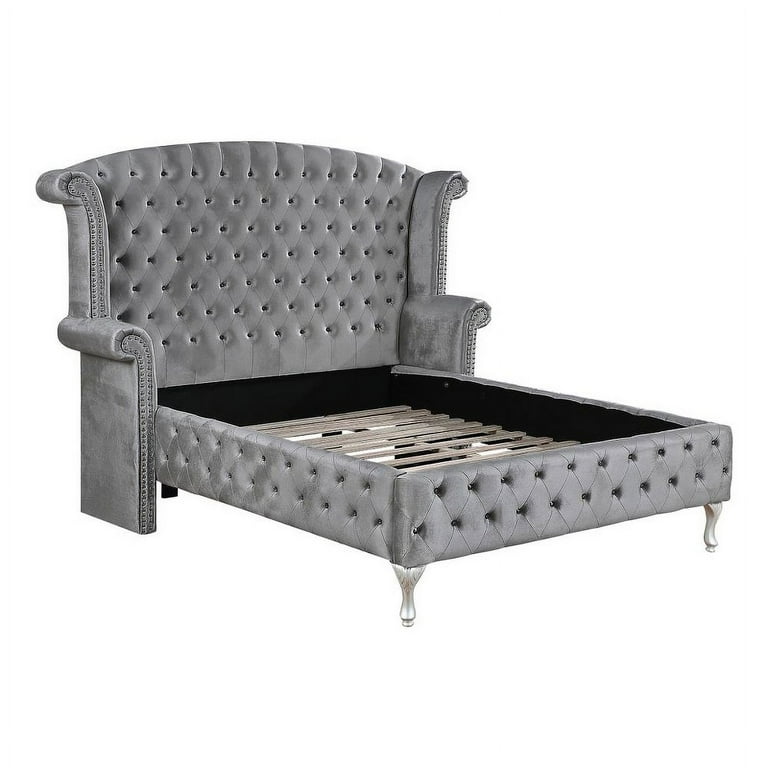 Deanna Queen Tufted Upholstered Bed Grey