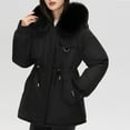 thumbnail image 2 of HTNBO Women's Winter Warm Parka Jacket Sherpa Lined Windbreaker Thermal Insulated Coat with Removable Faux Fur Hood, 2 of 3