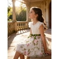 thumbnail image 2 of Toddler Girls Summer Double layered Tutu Dress Tulle Dresses Fluffy Sundress with Sequined Mesh & Bowknot Belt Party Princess Outfit for 5-6 Years Kids, White Floral, 2 of 13