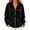 Black, variant on Xijirk Women Solid Zip Up Hooded Knit Sweater Long Sleeve Drawstring Pocket Loose Casual Cardigan Grey,S