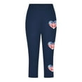 thumbnail image 5 of ZACPNCV Girls Athletic Capri Leggings Independence Day Print High Waist Kids Leggings Athletic Sports Workout Dance Tights Cropped Pants Navy 8-9 Years, 5 of 9