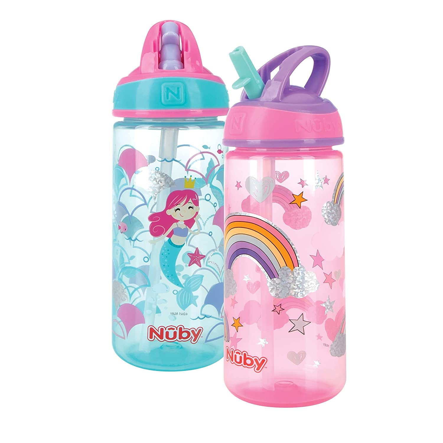 Nuby 2367458 18 oz Flip-it Freestyle Cup with Hard Straw - 18 Plus Months - Pack of 2 - Case of 12