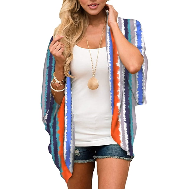 Cardigan Kimono d'Été pour Femme, Floral, Ample, Couvre-Maillot, Hauts Décontractés, Kimono