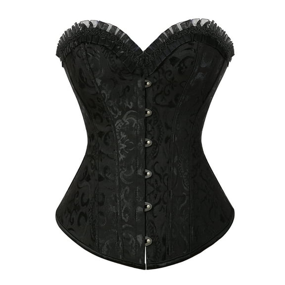 Grebrafan Corset Steampunk Vampire Women Steel Boned Bustier Black 4XL