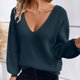 thumbnail image 5 of Tops de otoño para mujer,Blusa de manga larga con cuello en V y lazo para mujer, estilo casual, holgada, estampada, 95 % poliéster, 5 % elastano, para usar en casa, sopatenor, 5 of 9