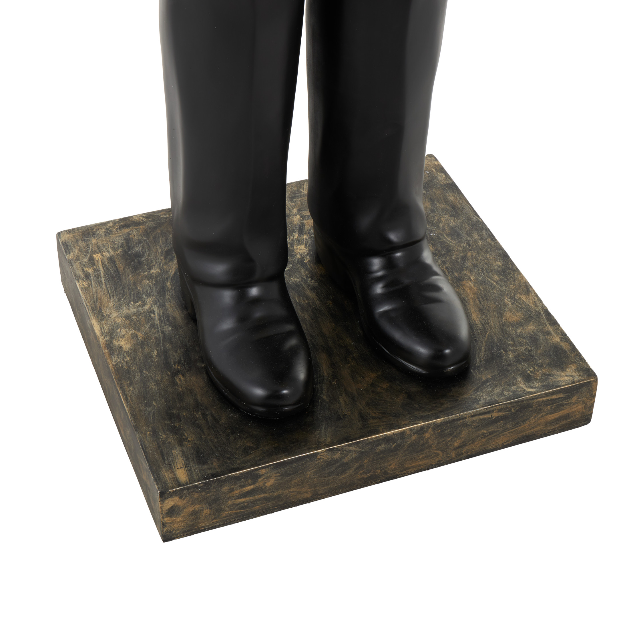 26" x 64" White Resin Floor Waiter Dog Sculpture with Gold Bow Tie and Plate, by DecMode