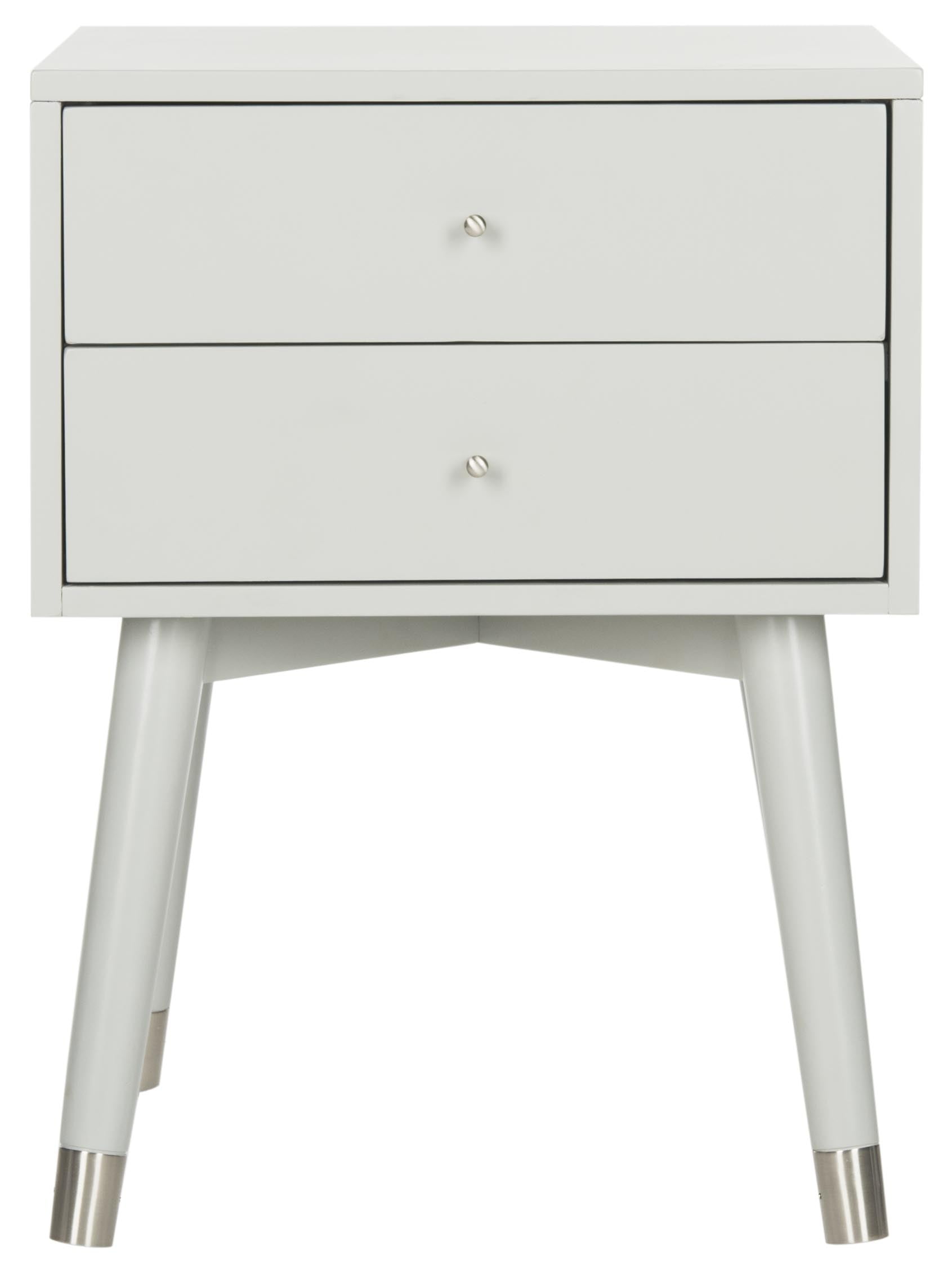 Safavieh Lyla 2 Drawer Mid Century Retro Night Stand Grey Silver Walmart Com Walmart Com