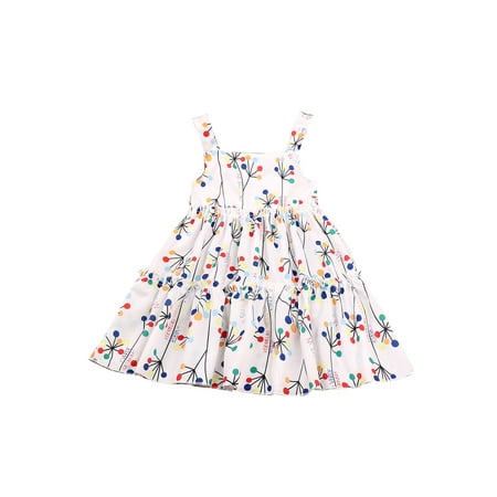 

Xiaoluokaixin Toddler Kids Baby Girls Sleeveless Floral Print Dress Princess Sundress Summer Clothes