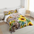 thumbnail image 3 of Homewish Rustic Sunflower Queen Comforter Set,Country Farmhouse Lodge Bedding Sets,Yellow Floral Bedding Comforter Set For Boys Girls,Breathable Home Decor,3 Pieces, 3 of 8