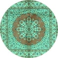 thumbnail image 1 of Ahgly Company Machine Washable Indoor Round Persian Turquoise Blue Traditional Area Rugs, 3' Round, 1 of 4