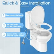 Ultra-Slim Bidet Attachment for Toilet, 2 Nozzle with Self Cleaning, Non-Electric White, 1 Pack, 15inch