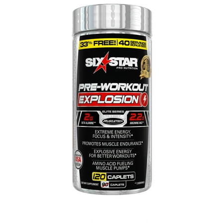 Elite Series Explosion Pre Workout Pills with L-Arginine, Nitric Oxide, Beta Alanine, and Energy, 120 Count