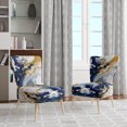 thumbnail image 2 of Designart "Strokes in Dark Blue and Gold XXIII" Blue Fractals Upholstered Accent Chair - Modern Arm Chair For Bedroom, 2 of 5
