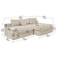 thumbnail image 4 of 118" Modular Sectional Sofa, Upholstered Plush Corduroy Compressed Couch for Living Room, Bedroom, Apartment, No Assembly Required, Beige, 4 of 7