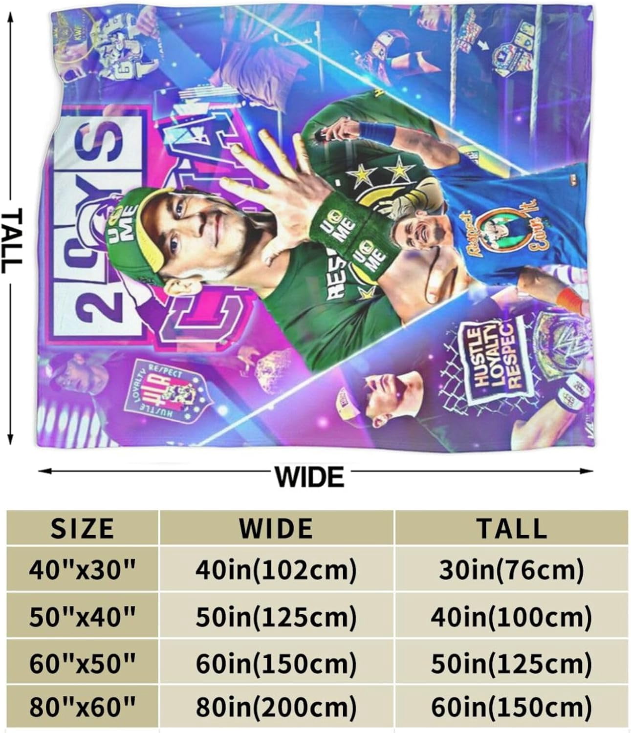Ultra-Soft Anti-Pilling Lightweight Warm Blanket John Cena Blanket Cozy Blankets Decor for Couch Bed Sofa Bedroom Home 80x60 in