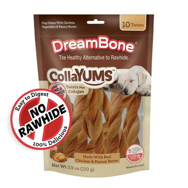 DreamBone CollaYUMS Twists Plus Collagen Rawhide-Free Chews for Dogs, 10 Count