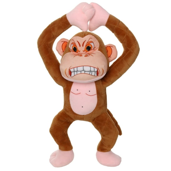 Mighty Angry Animals Monkey Durable Squeaky Plush Dog Toy