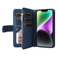 thumbnail image 6 of Allytech Flip Wallet Case for iPhone 15, Vintage PU Leather Folio Stand Shockproof Zipper Pocket 9 Cards Slots Protective Wallet Case Cover for Apple iPhone 15 6.1" - Blue, 6 of 13