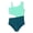 Mint & Teal, variant on Girls One Piece Swimsuit Trendy Purple Mint Rib Knit Color Block Side-Cutout Bathing Suit for Little & Big Kids Size 14