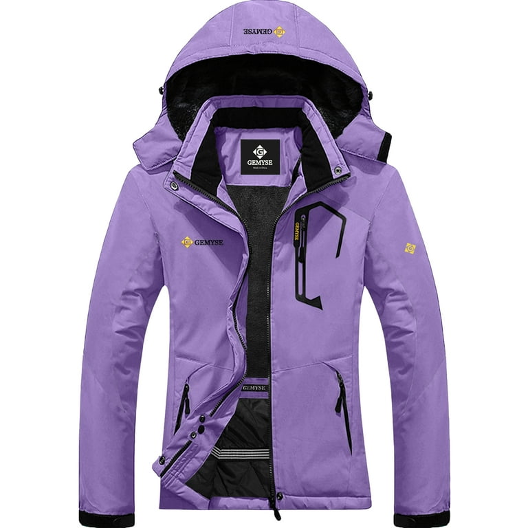 GEMYSE Women s Mountain Waterproof Ski Snow Jacket Winter Windproof Rain Jacket Light Purple Medium Walmart