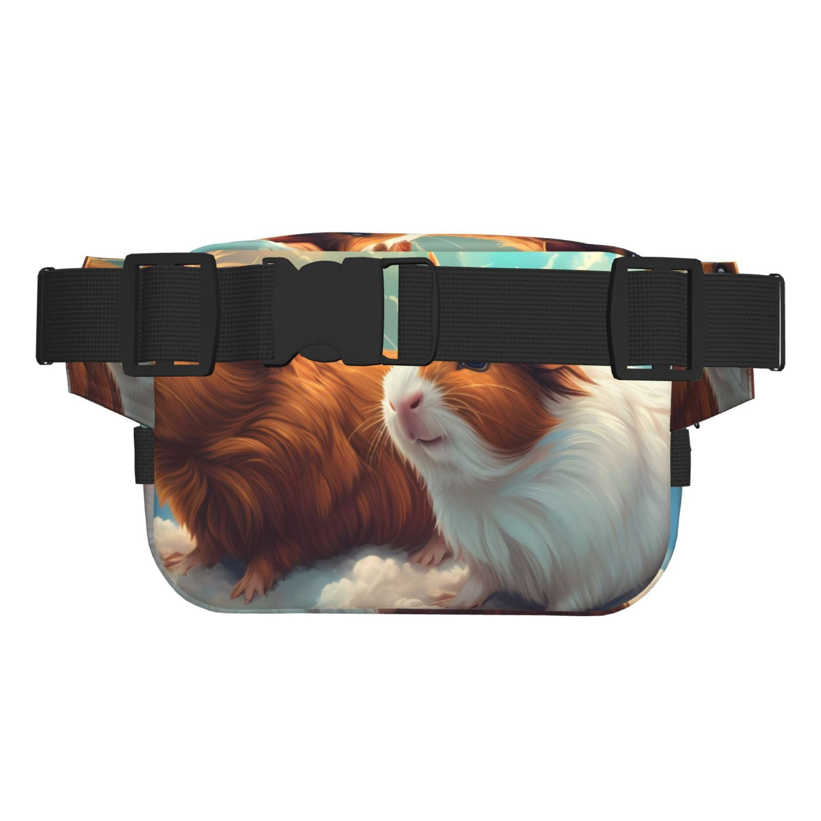 Picia Cloud Guinea Pig Print Square Double-Layer Waist Bag Mini Adjustable Waist Belt Bag Exercise Running Travel Hiking